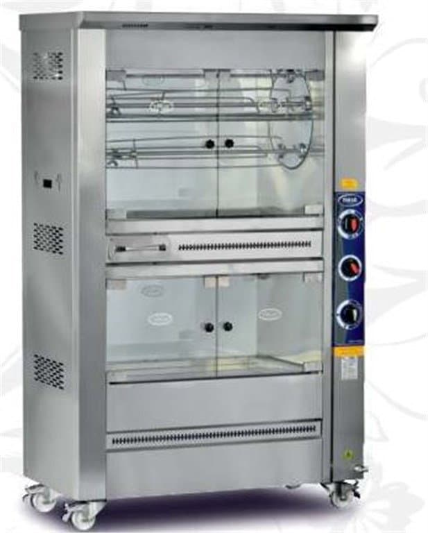 Gazlı Tamburlu Dinlendirmeli Piliç Çevirme Makinesi 5+5 / 25+25 Şiş/Piliç