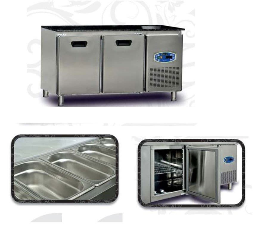 Tezgah Tipi Buzdolabı Granitli, Üç Kapılı +2/+5°C Hacim 450 Lt