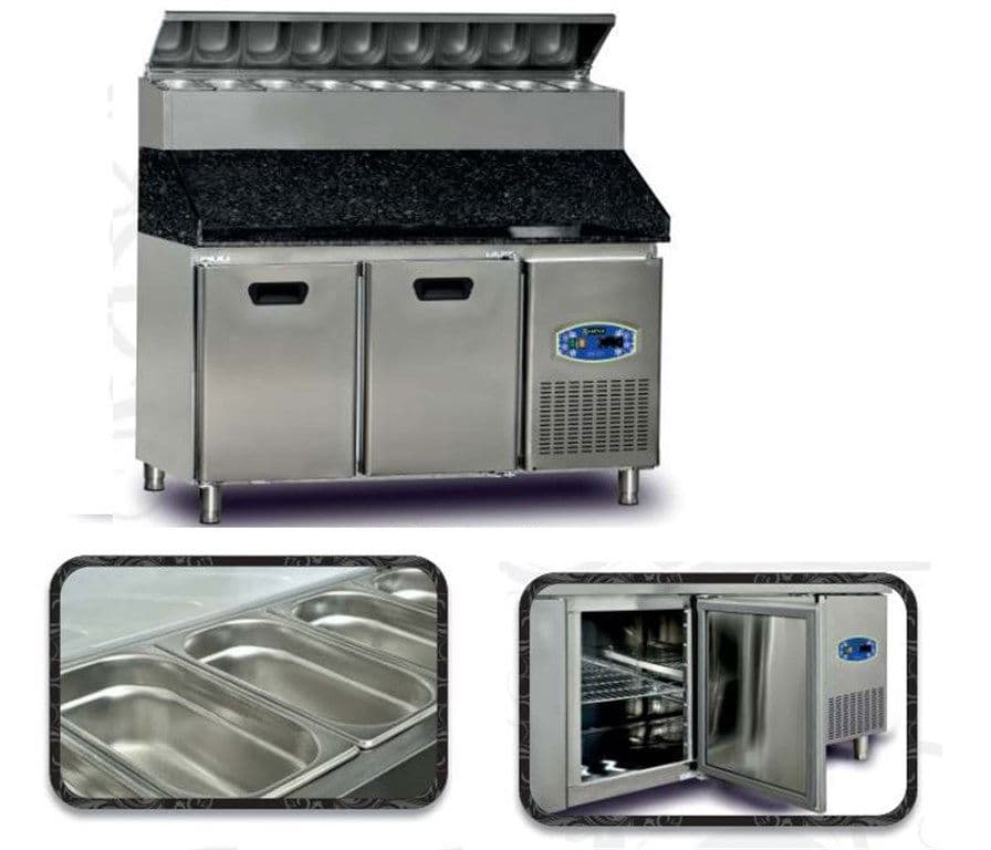 Pizza Hazırlık Buzdolabı Yüksek Model Üç Kapılı +2/+5°C Hacim 450 Lt