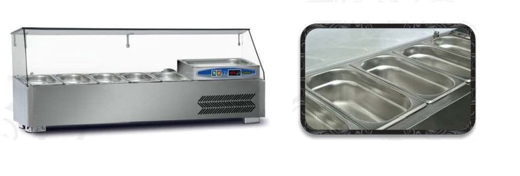 Saladbar, Soğutmalı, 120cm, Gn1/4 5 Küvet +2/+10°C Hacim 29 Lt