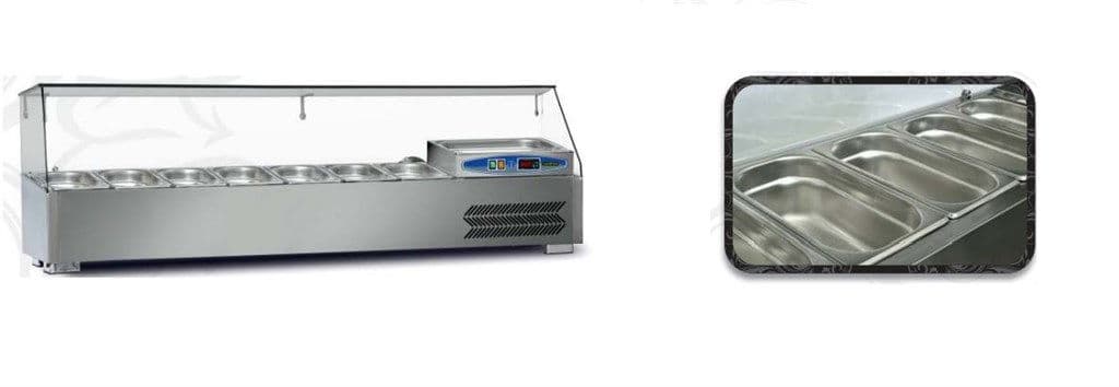 Saladbar, Soğutmalı, 150cm, Gn1/4 7 Küvet +2/+10°C Hacim 41 Lt