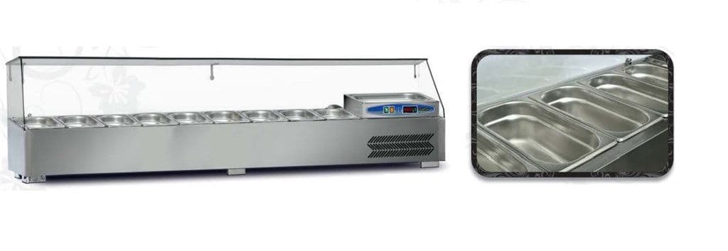 Saladbar, Soğutmalı, 200cm, Gn1/4 10 Küvet +2/+10°C Hacim 59 Lt