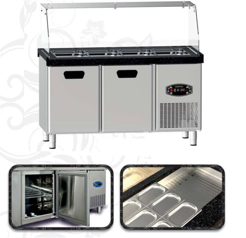 Salata Bar, Isıtmalı, Üç Kapılı Max.70°C Hacim 455 Lt