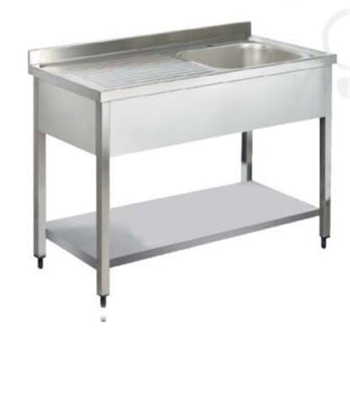 Tek Evyeli Taban Raflı Tezgah 700x700x850mm