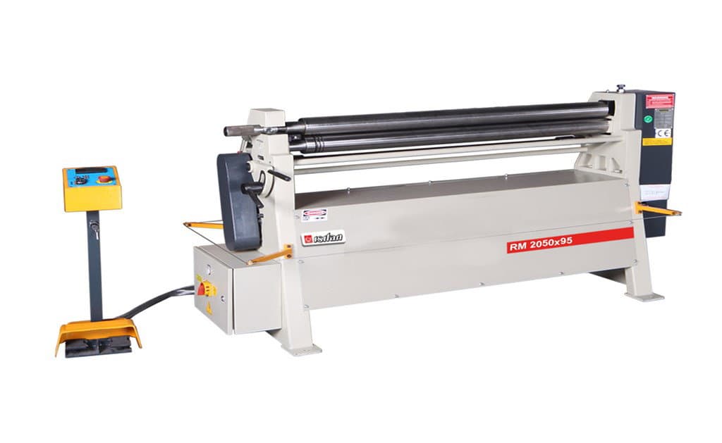 RS 2050x95 Manuel Yandan Direksiyonlu 3 Toplu Asimetrik Ağır Silindir Büküm Tezgahı İndüskiyonlu Sert Mil Kapasite 1,5