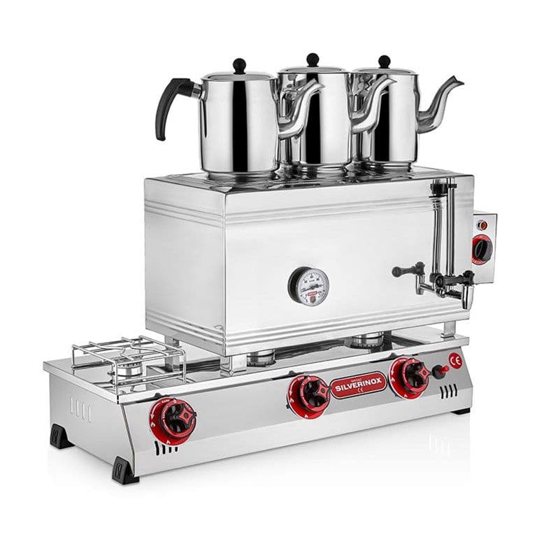 SILVERINOX 60’lık 3 DEMLİK DOĞALGAZLI ÇAY OCAĞI