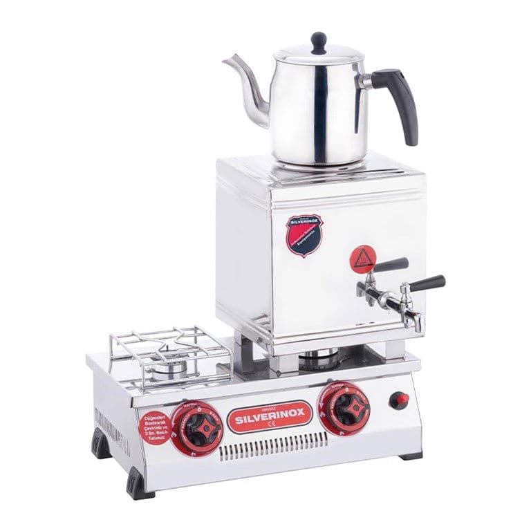 SILVERINOX 40’lık-2 DEMLİK ÇİFT TABLA ÇAY OCAĞI