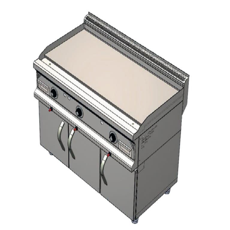 CSA INOX Dolaplı Elektrikli Düz Pleyt Kanallı Izgara (KROM PLEYT)