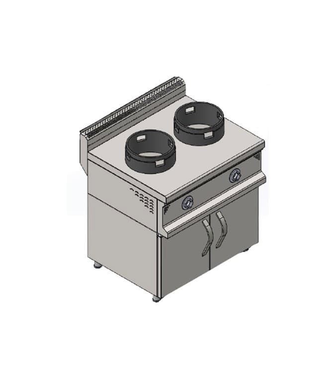 CSA INOX Dolaplı Çiftli Doğalgazlı Wok Ocak