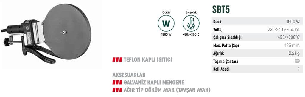 FUSİON SBT5 PP BORU KAYNAK MAKİNESİ(TEFLON KAPLI ISITICI)