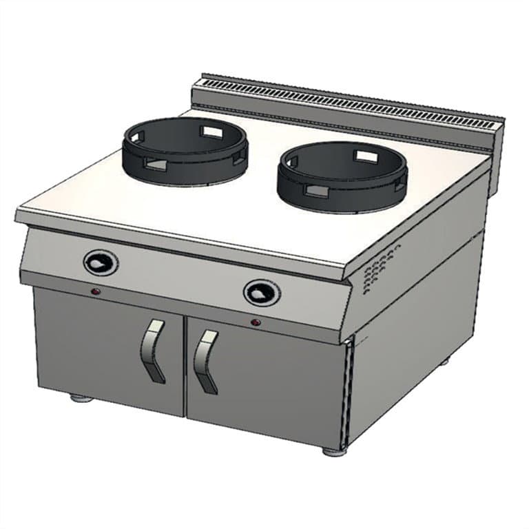 Dolaplı 2 Gözlü Doğalgazlı Wok Ocak