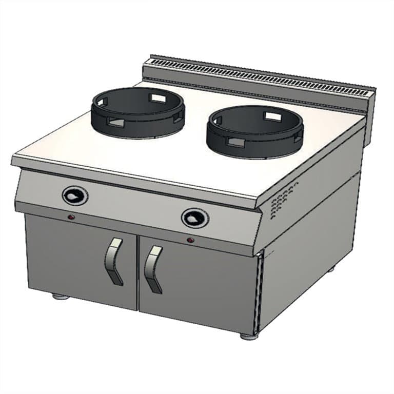 Dolaplı 2 Gözlü Lpg'li Wok Ocak