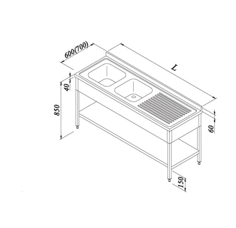 ÇİFT EVYELİ TEK DAMLALIKLI TABAN RAFLI TEZGAH (SOL MONTE)