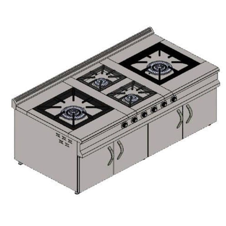 Doğalgazlı 4 Lü Dolaplı Kuzine Ocak