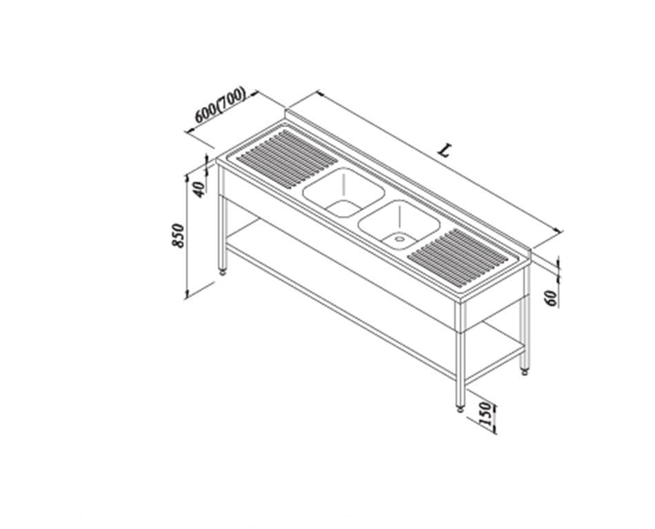 ÇİFT EVYELİ ÇİFT DAMLALIKLI TABAN RAFLI PERDELİ TEZGAH (DEMONTE)