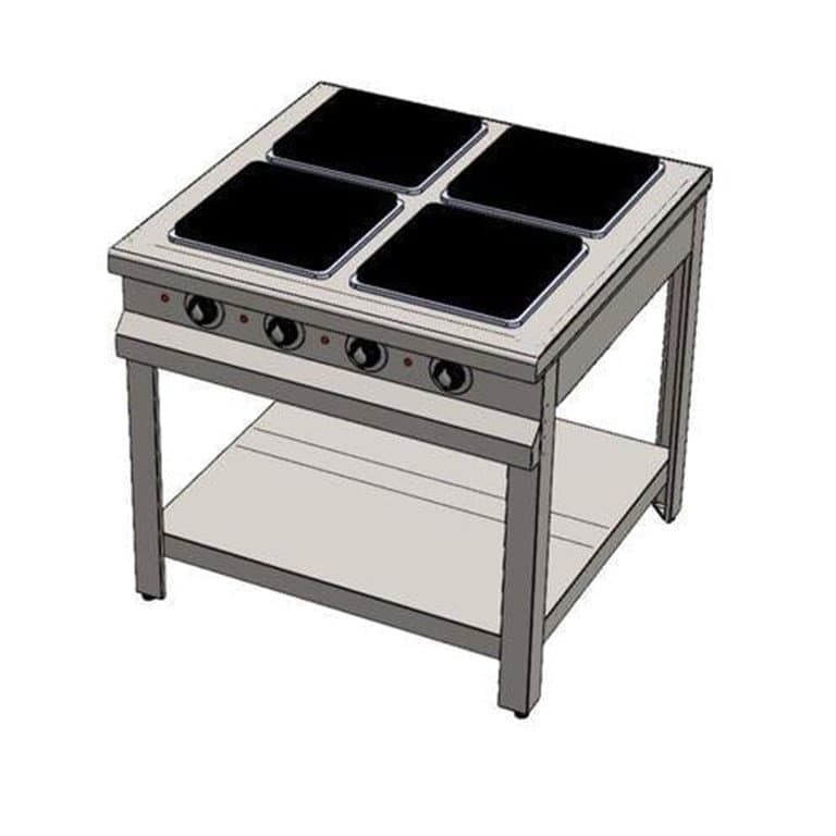 Elektrikli Taban Raflı 4 Gözlü Ocak