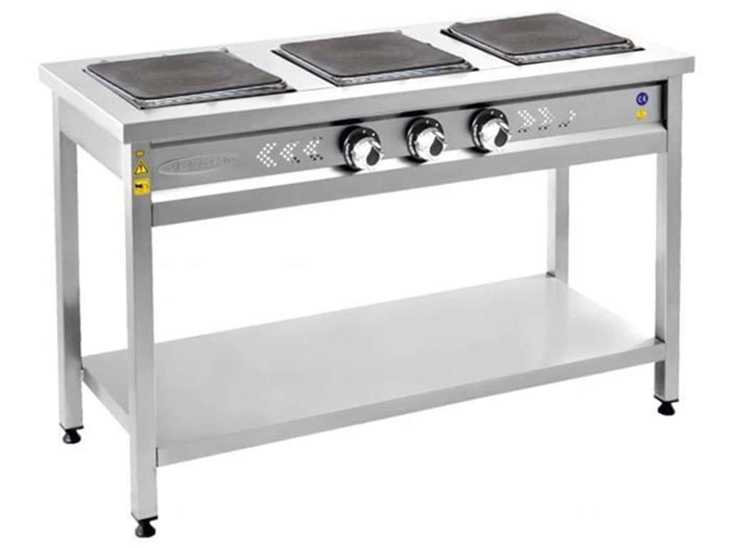 Elektrikli Taban Raflı Üçlü 3 Gözlü Ocak