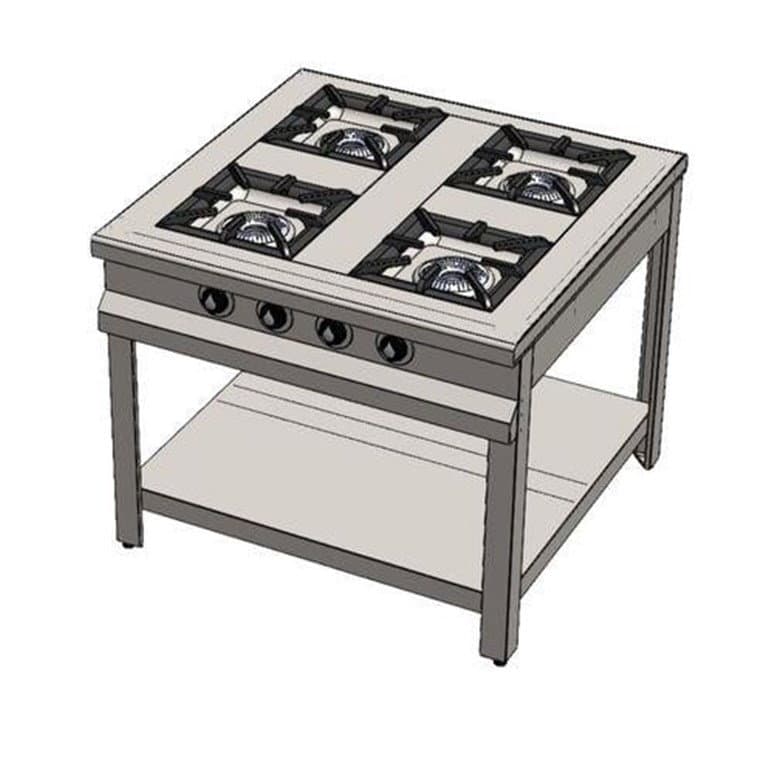 Lpg'li Taban Raflı Dörtlü 4 Gözlü Ocak