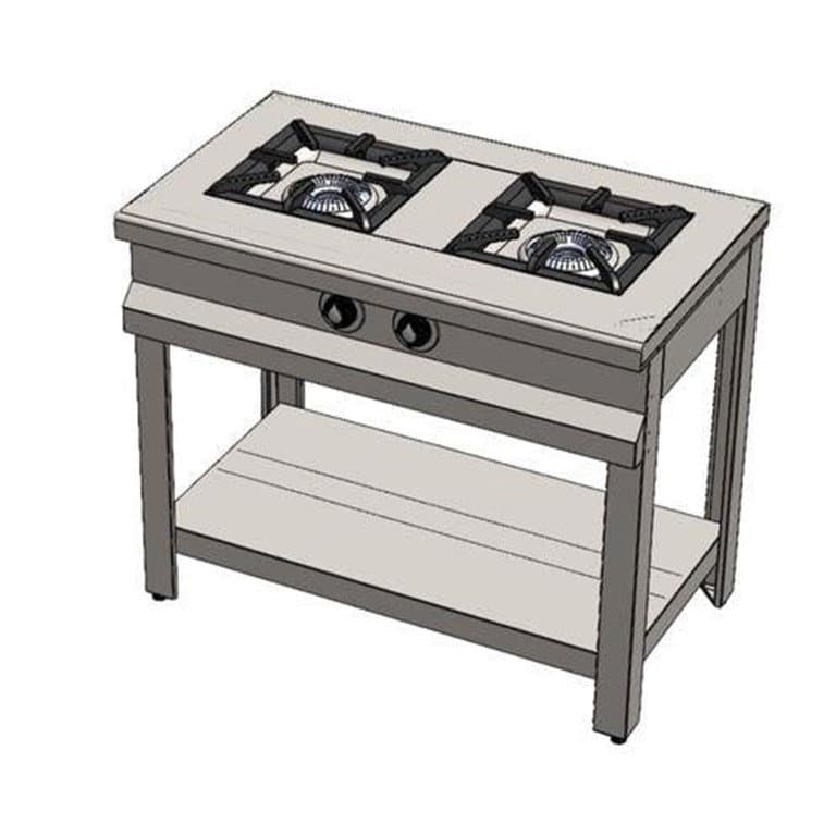 Doğalgazlı Taban Raflı Çiftli 2 Gözlü Ocak