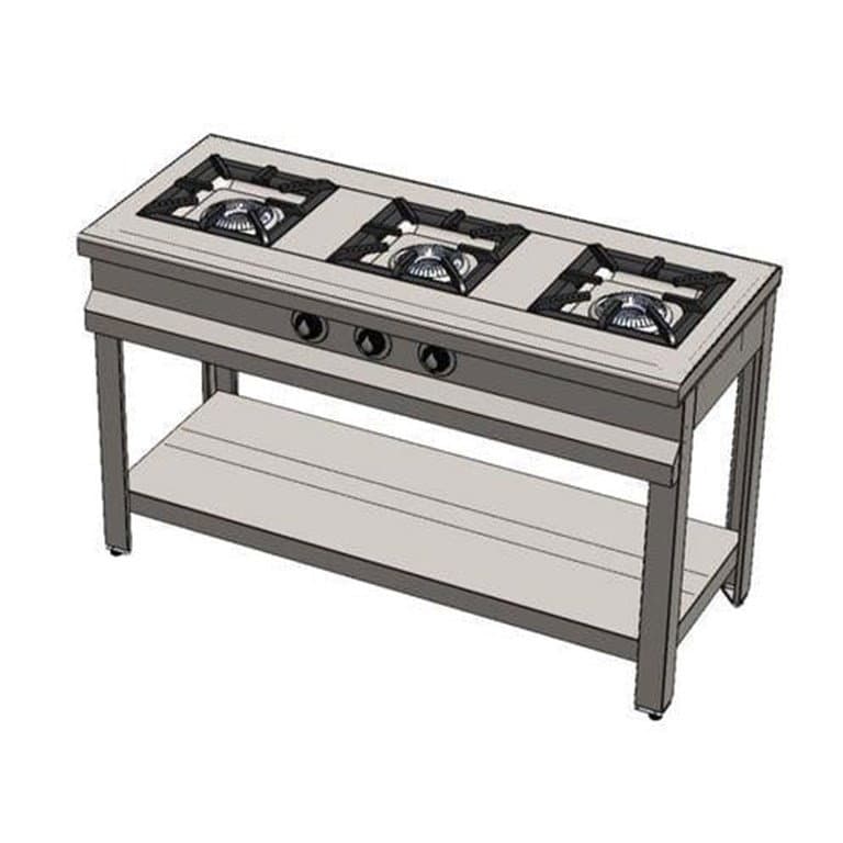 Lpg'li Taban Raflı Üçlü 3 Gözlü Ocak