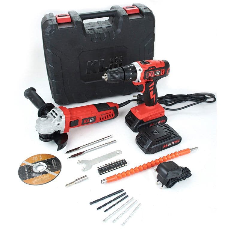 18V/1.5AH. AKÜLÜ DARBELİ MATKAP VE 750W AVUÇ TAŞLAMA SET