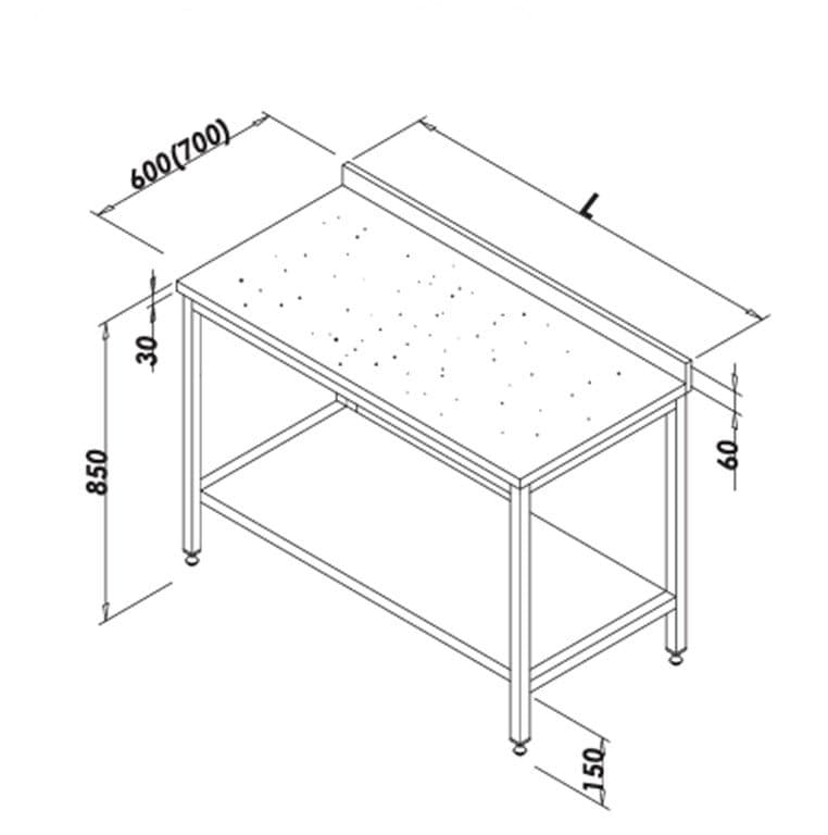 MERMER TABANLI TABAN RAFSIZ ÇALIŞMA TEZGAHI 1900*800*850