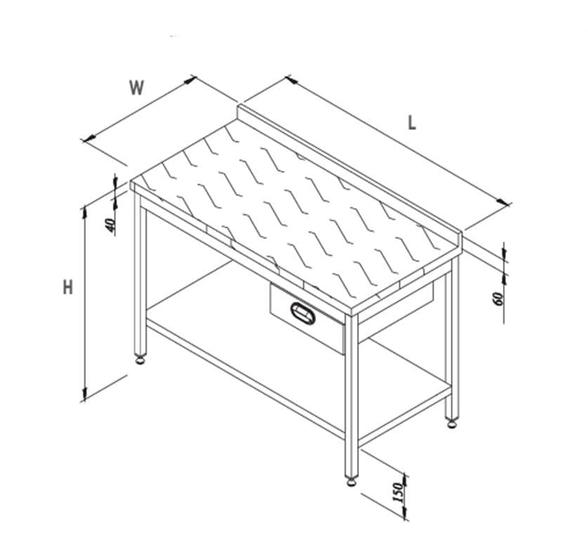 BULAŞIK MAKİNESİ ALT TABLALI SAĞ ÇIKIŞ TEZGAHI1900*750*850