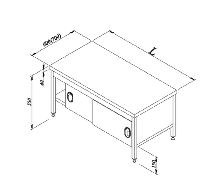 ÖZTİRYAKİLER SETALTI DOLAPLI TEZGAH 1900*800*550