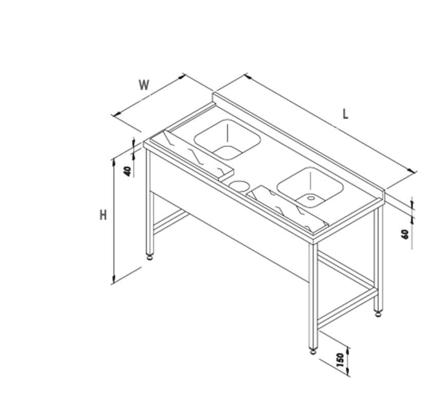 ÖZTİRYAKİLER EVYELİ BALIK HAZIRLAMA TEZGAHI 2400*700*850