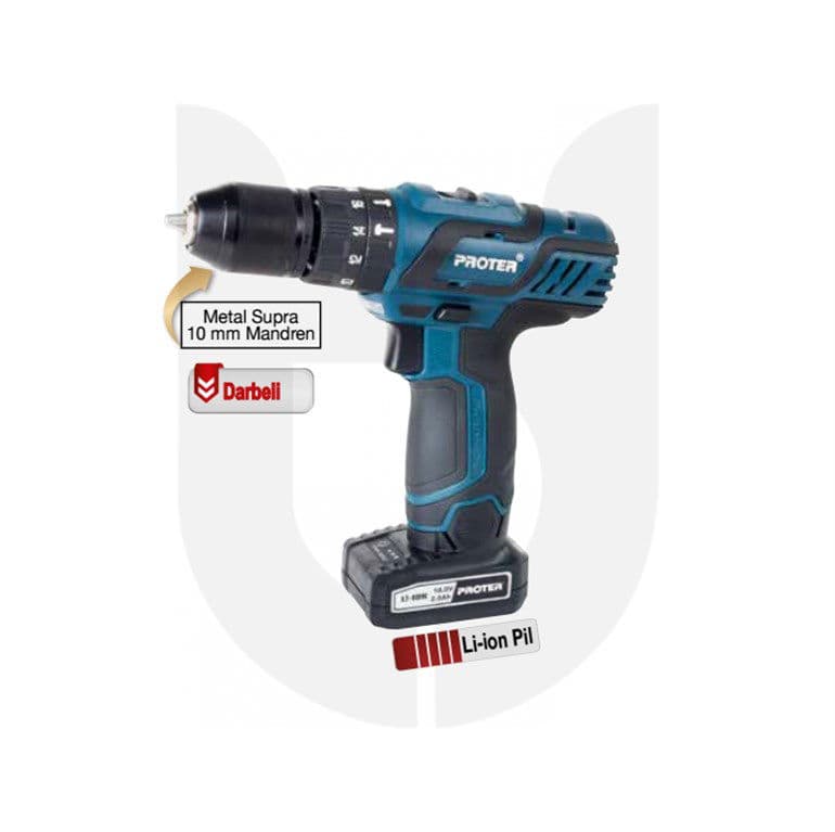 Proter PST 618 LD (Darbeli 10 mm Şarjlı Matkap)18V