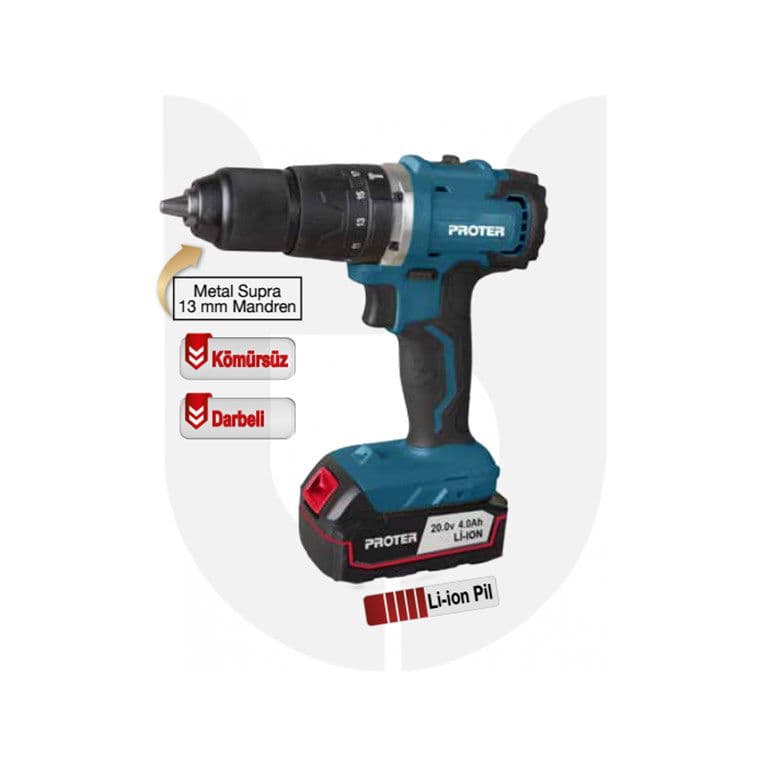 Proter PST 540 BL (Kömürsüz Darbeli 13 mm Şarjlı Matkap) 20V