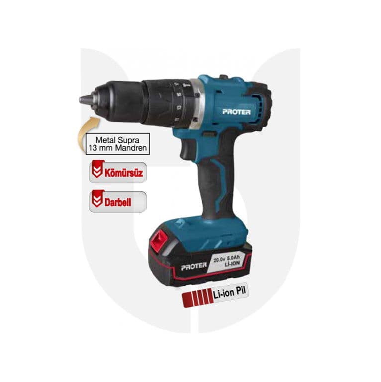 Proter PST 550 BL (Kömürsüz Darbeli 13 mm Şarjlı Matkap) 20V