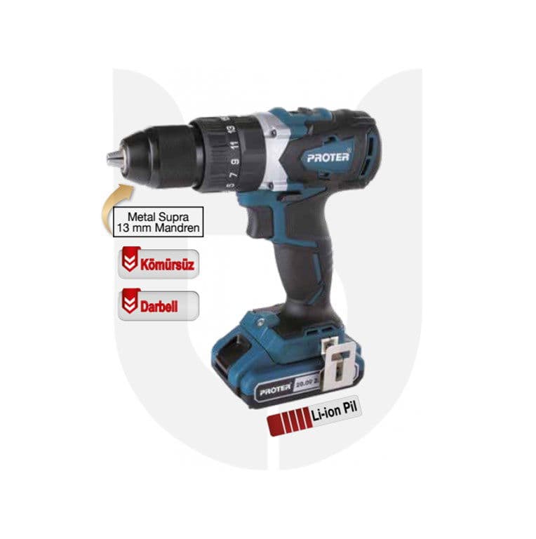 Proter PST 720 BL (Kömürsüz Darbeli 13 mm Şarjlı Matkap) 20V
