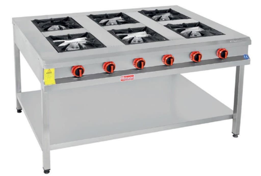 Himaksan Gazlı ve Lpg'li 6'lı Taban Raflı Paslanmaz Ocak 150x100x85 Cm