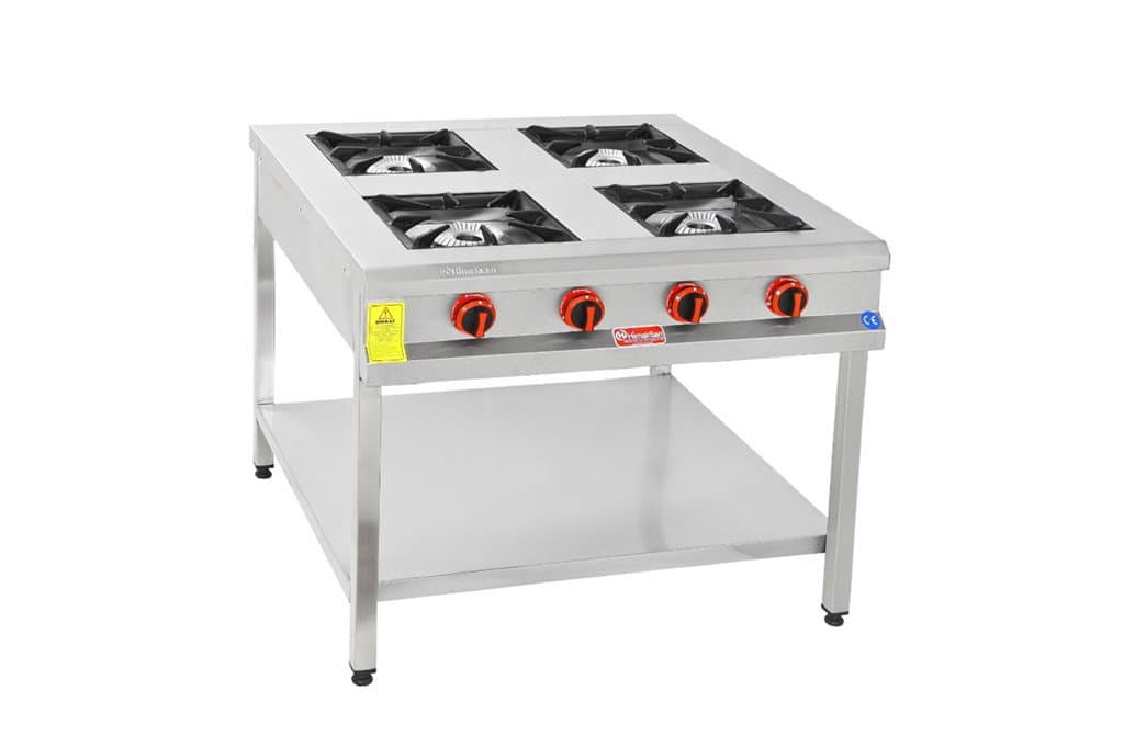 Himaksan Gazlı ve Lpg'li 4'lü Taban Raflı Paslanmaz Ocak 90x90x85 Cm