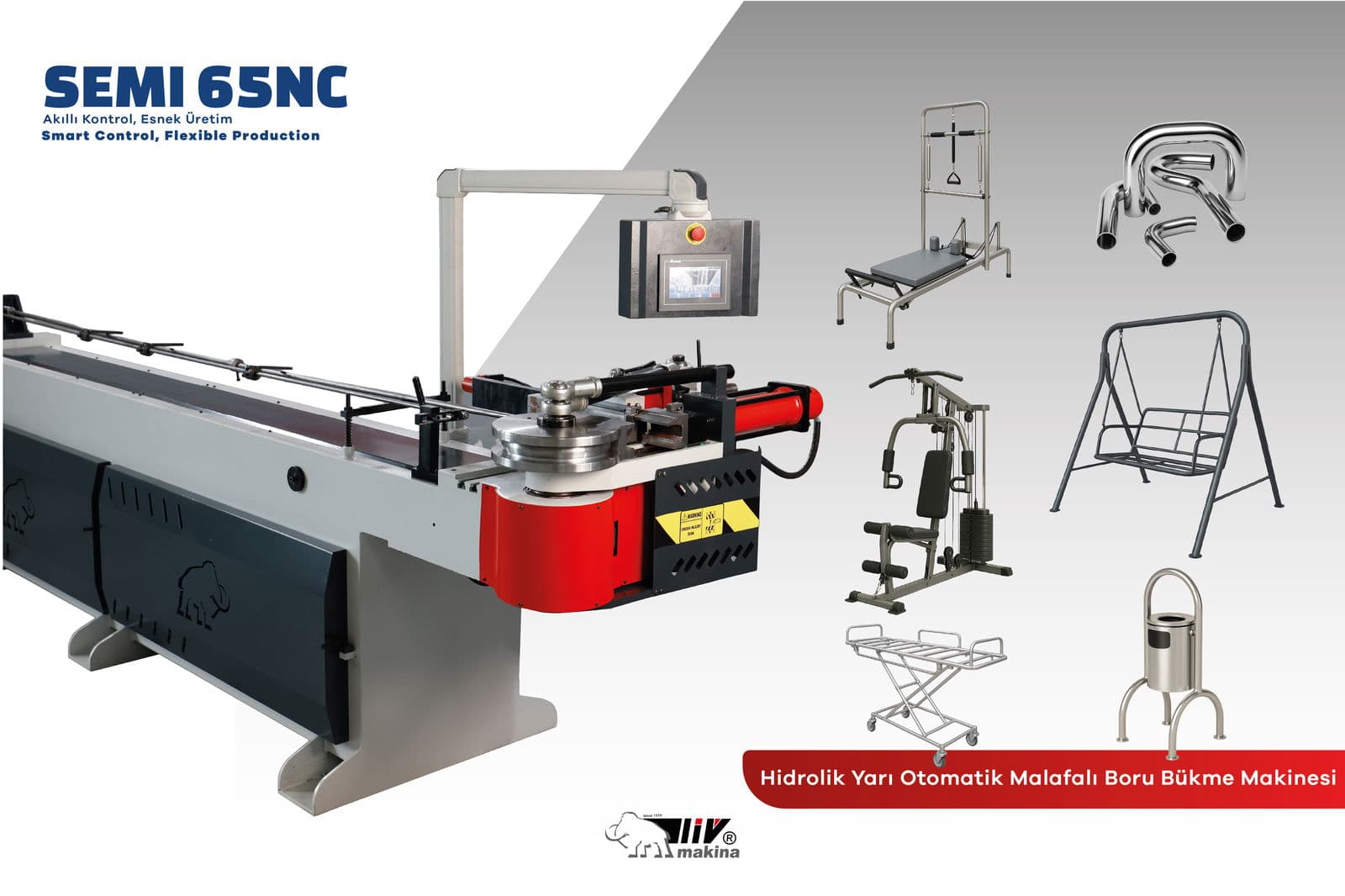 65 Nc Hidrolik Yarı Otomatik Malafalı Boru Bükme Makinesi - SEMI 65 NC