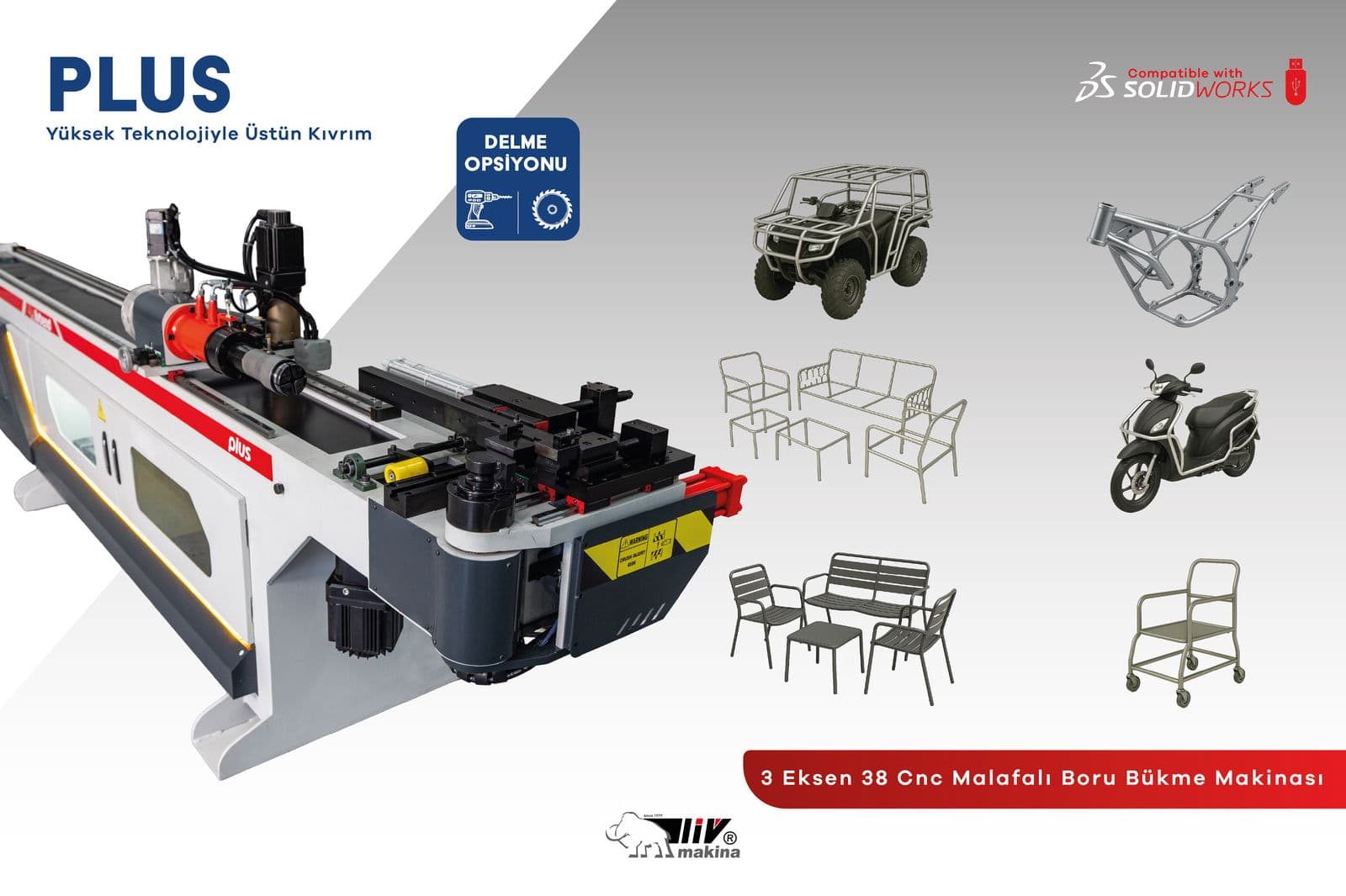 3 Eksen 38 Cnc Malafalı Boru Bükme Makinası PLUS