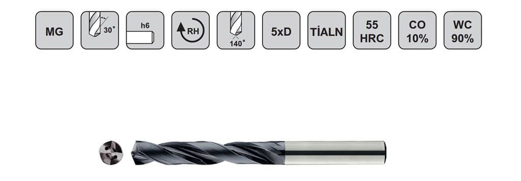 2.90x60x20x18mm KRAFT 4D DSM Karbür Matkap Ucu