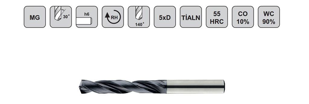 1.30x50x12x8 mm KRAFT 4D DSM Karbür Matkap Ucu