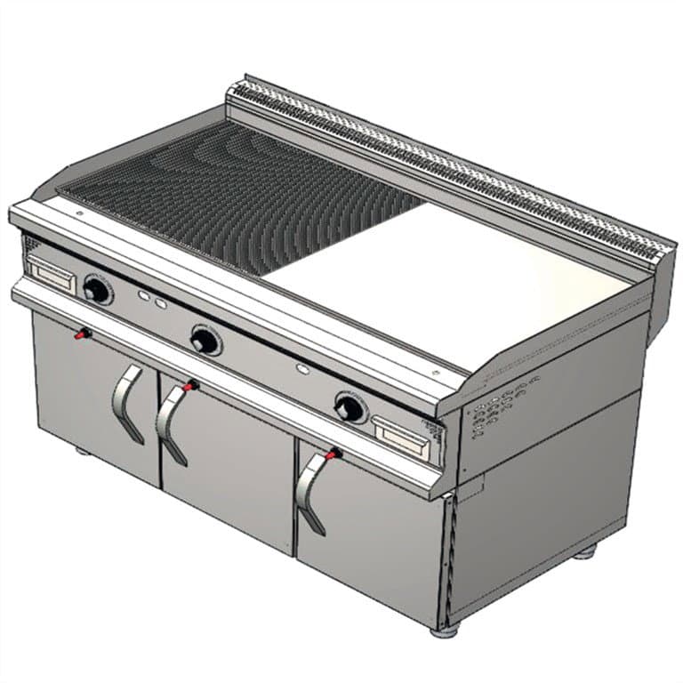 CSA INOX Dolaplı LPG Tüplü Yarı Kanallı Izgara (KROM PLEYT)