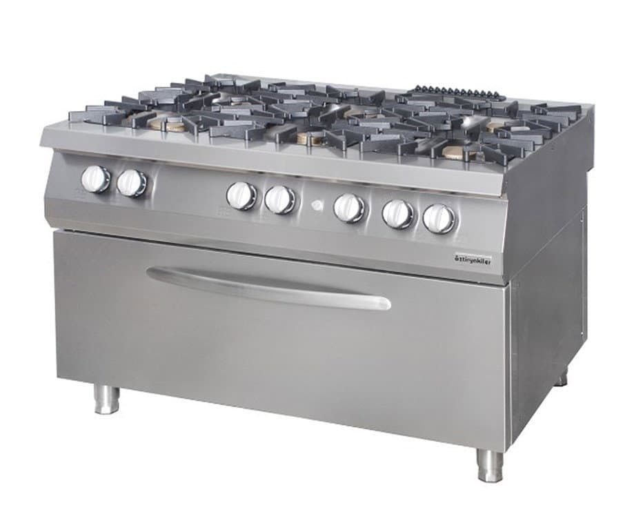 900 SERİ KUZİNE BÜYÜK FIRINLI GAZLI 6 AÇIK ATEŞ-FIRIN ELEKT.