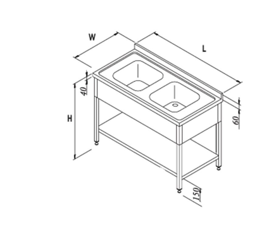 ÖZTİRYAKİLER ÇİFT EVYELİ TABAN RAFLI PERDELİ TEZGAH (MONTE)